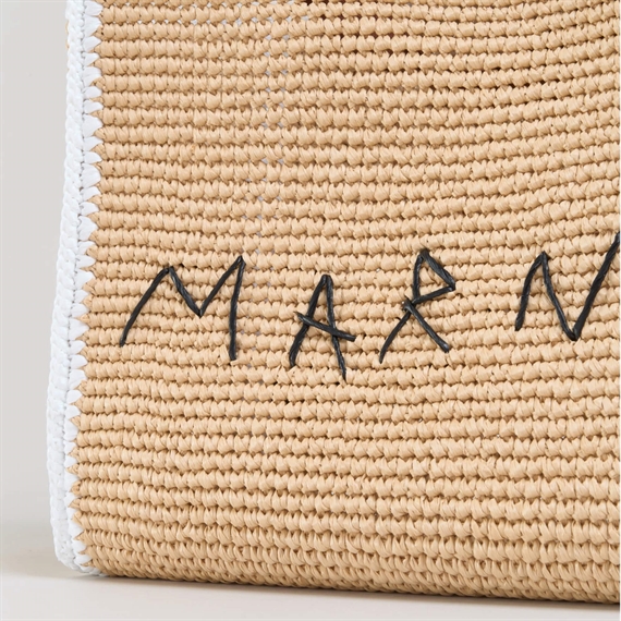 Marni Natural Macrame Sillo Medium Shopper, Natural/White/Rust